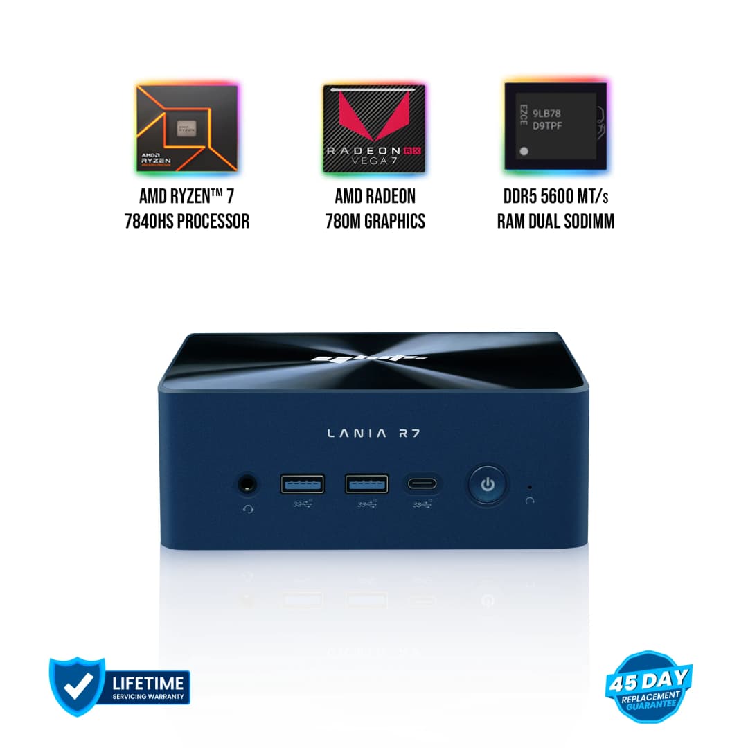 Lania R7 7840HS Ryzen 7 Mini PC with 16GB RAM 1TB SSD | QBITS