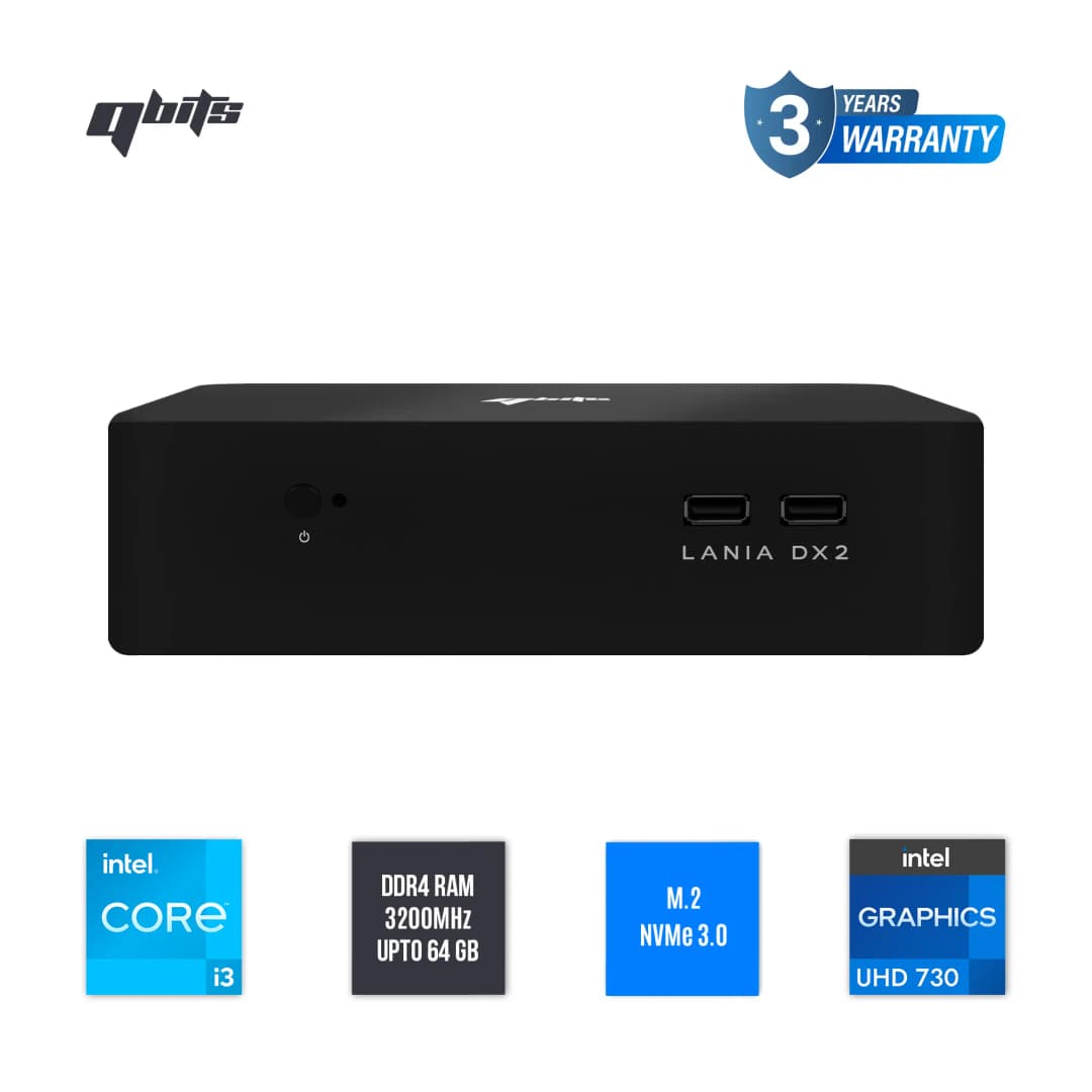 Lania DX2 Core i3-12100 Mini PC 8GB RAM 500GB NVMe SSD | QBITS