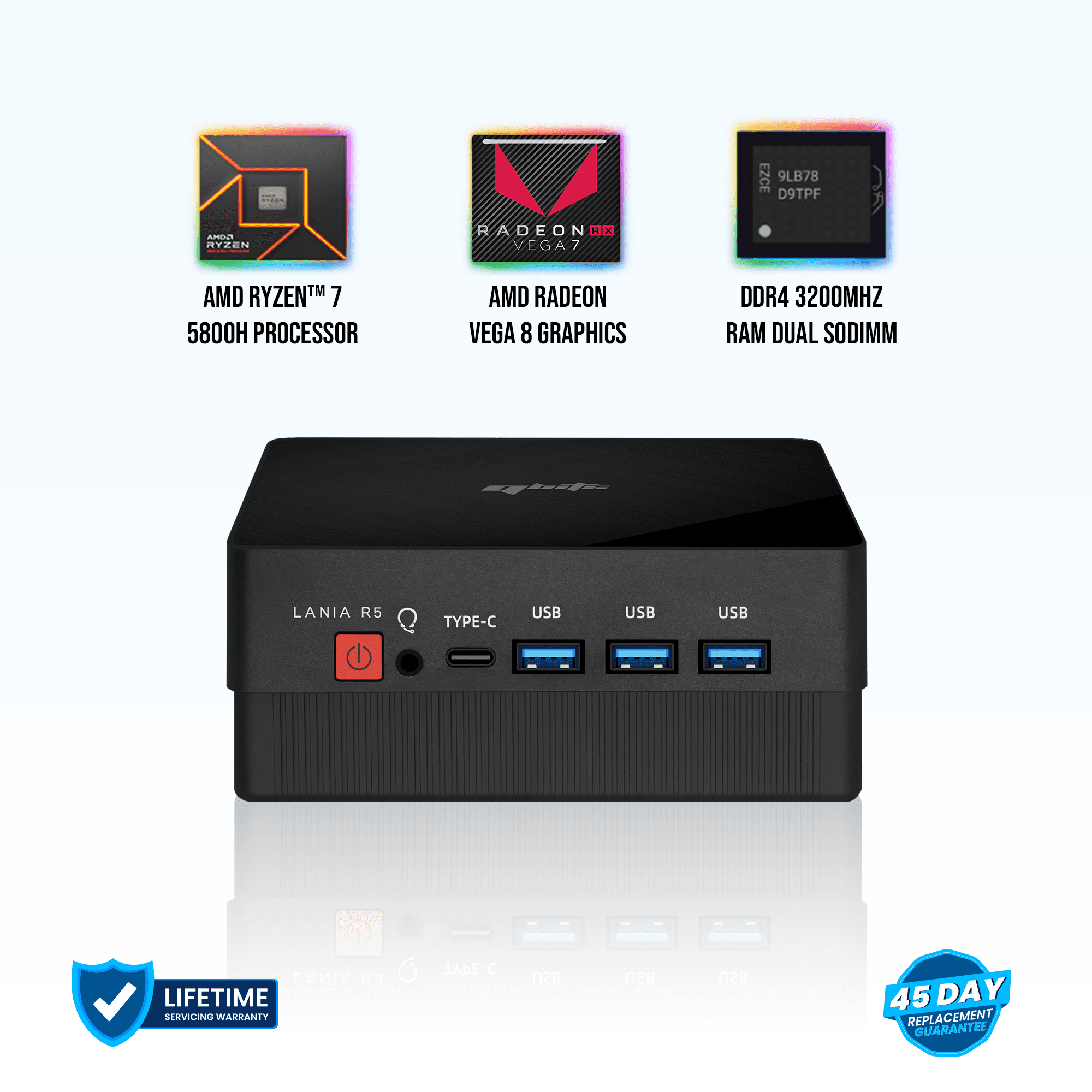 Lania R5 Ryzen 7 5800H Mini PC 500GB (No RAM) | QBITS