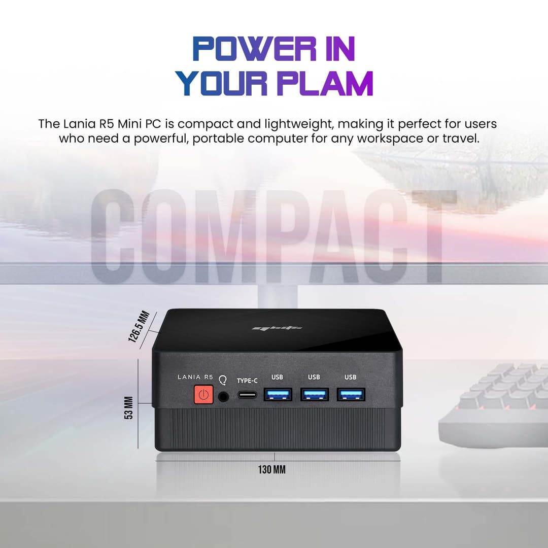 Lania R5 Ryzen 7 5800H Mini PC 8GB RAM 256GB NVMe SSD | QBITS